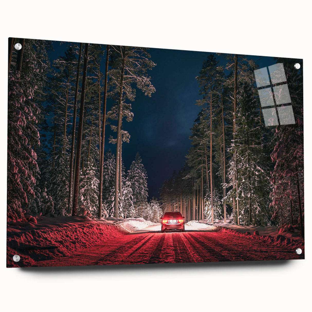 Large abstract wall art of a European scenery in Latvia, depicted in muted tones on acrylic glass.