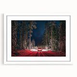 Textured abstract art print depicting a Latvian landscape in muted earth tones on a framed white mat.