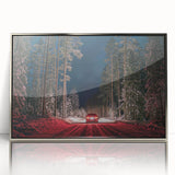 Large art print of a European landscape in Latvia, featuring muted natural tones on a framed acrylic.