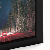 Black wall art depicting a textured European scenery in vibrant colors on a framed canvas, ideal for living room decor.