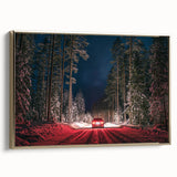 Framed canvas featuring a vintage-style landscape of a Latvian scenery in muted gold and black tones.