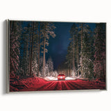 Framed canvas featuring a vintage-style landscape painting of a Latvian scenery in colorful art tones.