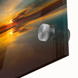 Acrylic glass print of a large abstract depiction of a European landscape in mid-century modernist style.