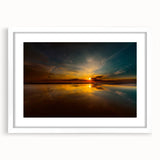 Abstract art print featuring a European Lithuanian scenery in muted earth tones, framed with a white mat.