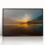 Large abstract wall art depicting a European Lithuanian scenery in muted earth tones, framed in black acrylic.