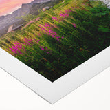 Art deco poster of a European cityscape in muted gray and blue tones, printed on rolled canvas.