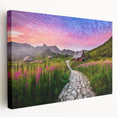 Large art print of a European scenery, featuring muted earth tones on stretched canvas, ideal for kitchen wall decor.