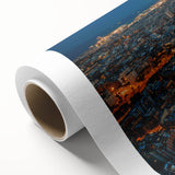 Art Deco poster of Barcelona scenery in pastel shades on rolled canvas, ideal for nursery wall art.