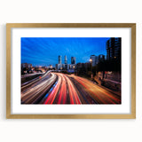 Extra large abstract art print of Madrid scenery in textured gold frame, with vibrant hues, ideal for living room decor.