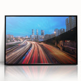 Large abstract wall art depicting Madrid's skyline in muted earth tones on a framed acrylic, ideal for modern art wall decor.