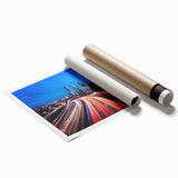 Extra large rolled print of Madrid scenery with vibrant floral art, perfect for classy bathroom wall art.