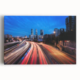 Black and white stretched canvas of Madrid cityscape, ideal for kitchen wall art.