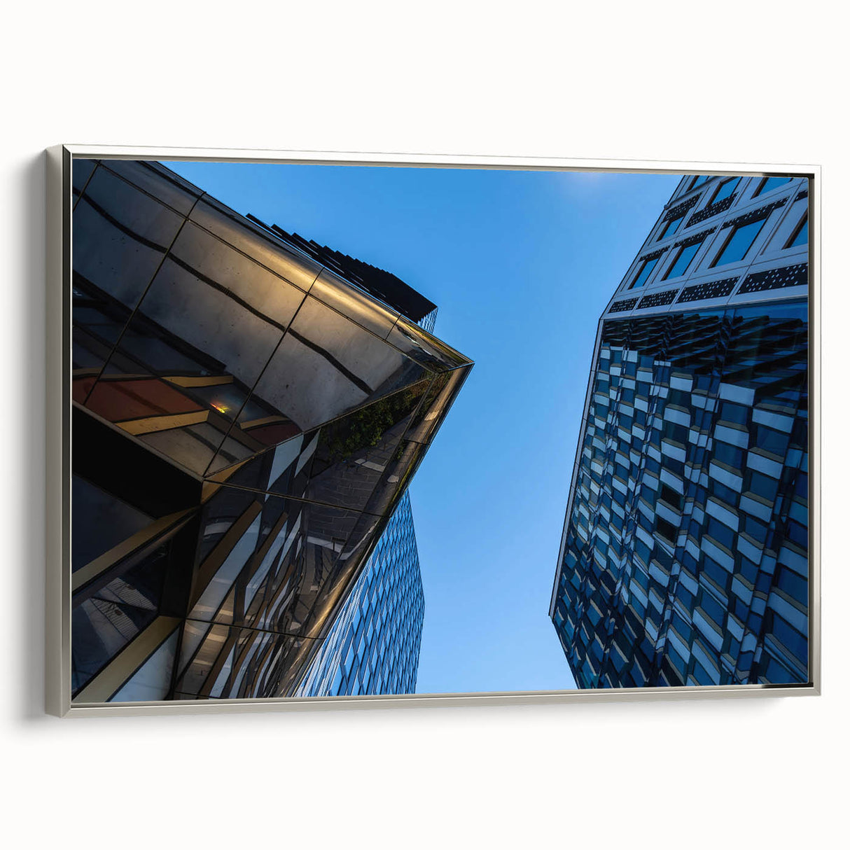 Framed canvas landscape art painting depicting a vintage Stockholm scenery in muted black with colorful accents.