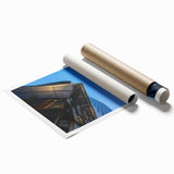 Extra large rolled print depicting Stockholm scenery with soft floral elements in muted colors.