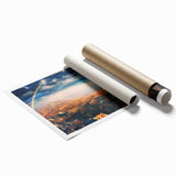 Extra large rolled print featuring a floral art scene in soft pastel shades.