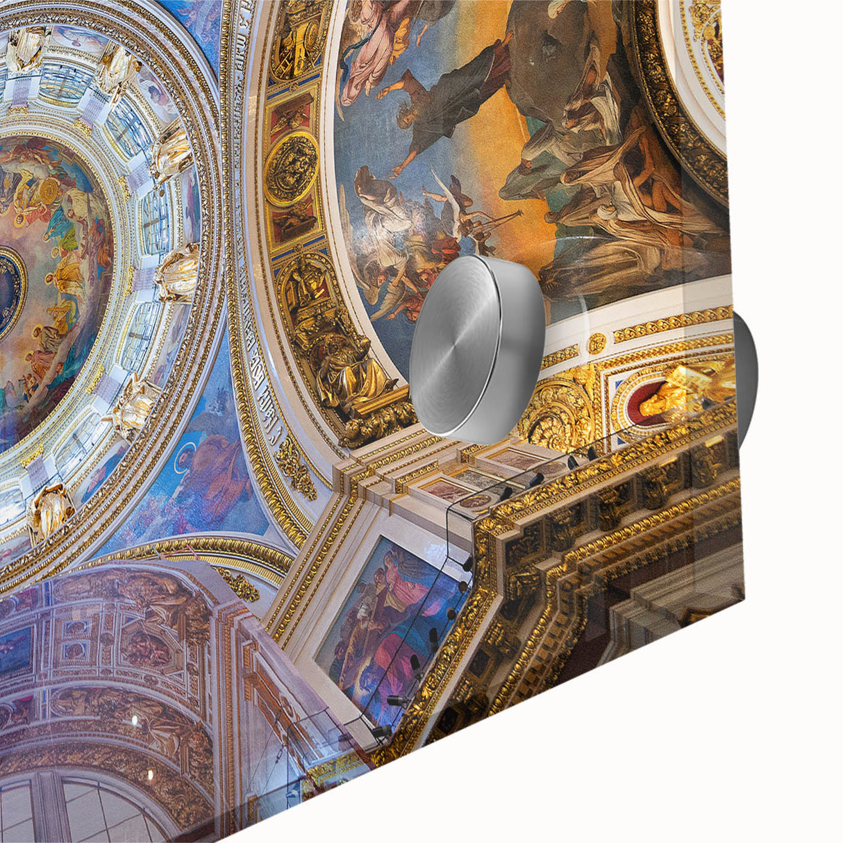 Large abstract wall art of the Vatican in muted earth tones on acrylic glass, ideal for dining room ambiance.