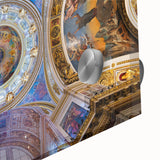 Large abstract wall art of the Vatican in muted earth tones on acrylic glass, ideal for dining room ambiance.