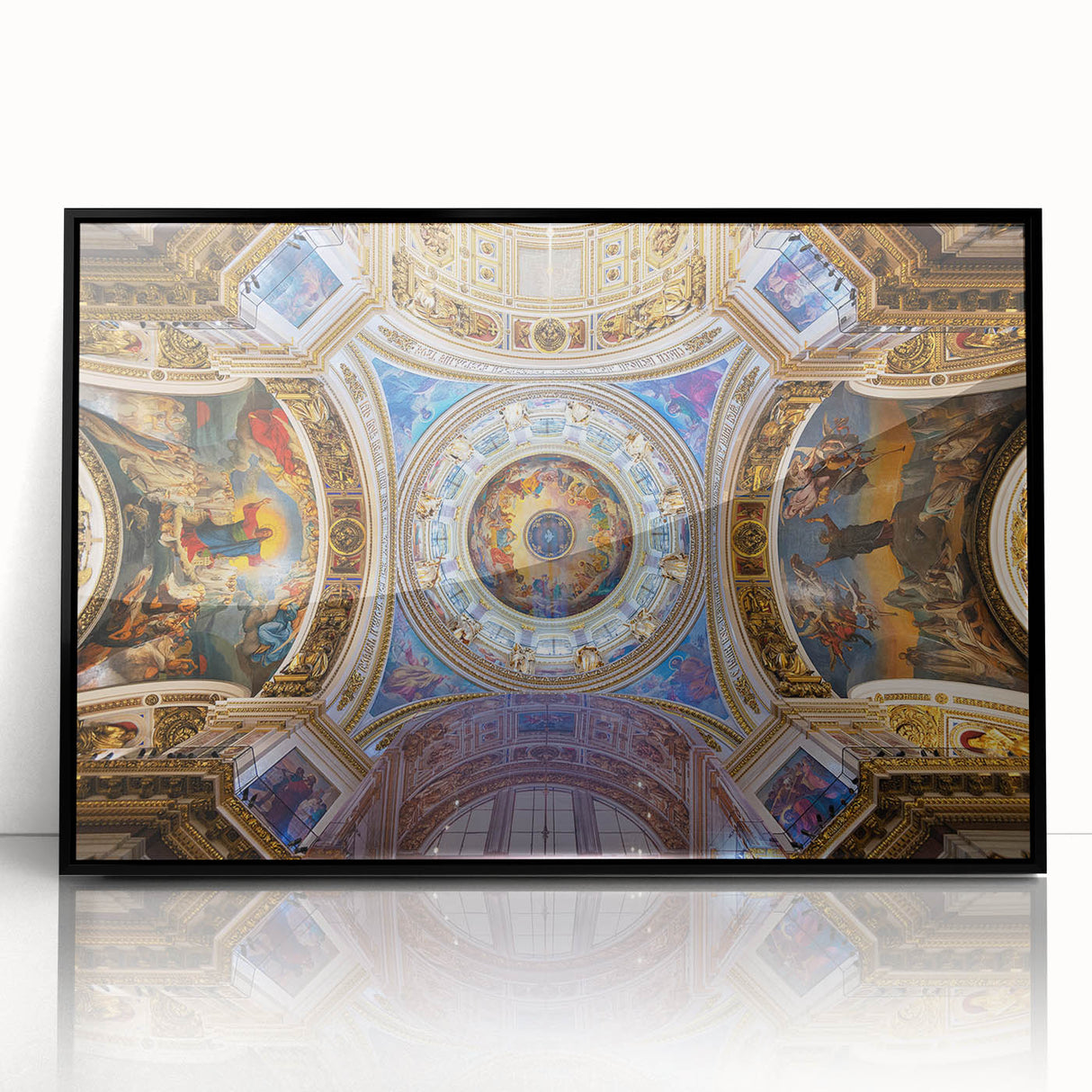 Large abstract wall art depicting the Vatican scenery in muted earth tones on a framed acrylic panel.