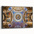 Black and white wall art of the Vatican landscape on framed canvas, ideal for bedroom decor.