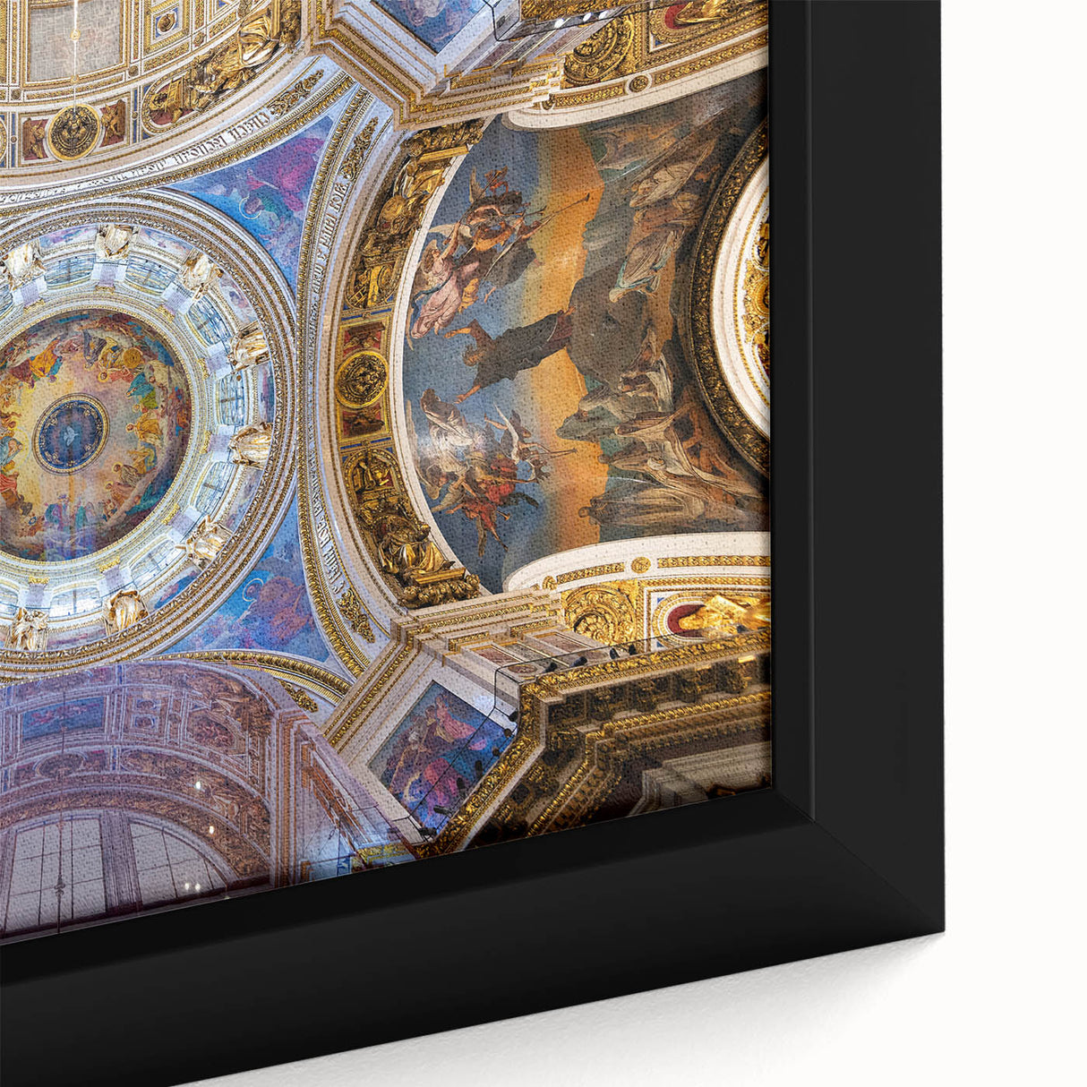 Black wall art featuring a textured view of the Vatican with vibrant hues on a framed canvas, ideal for living room decor.
