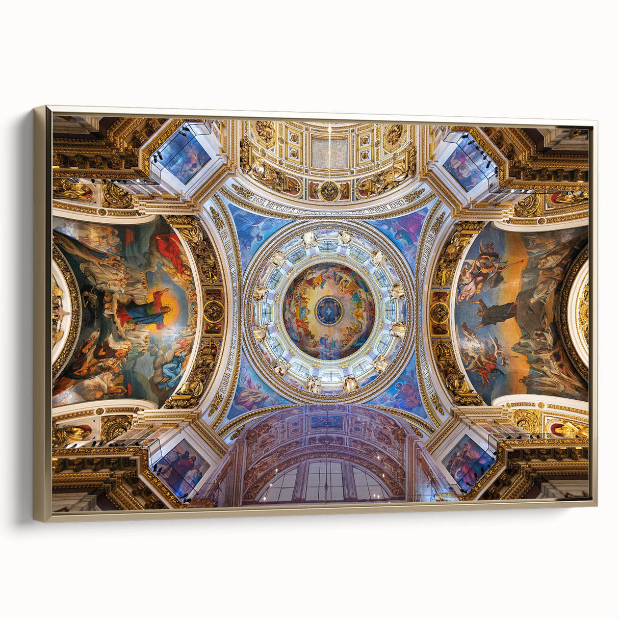 Framed canvas of a vintage-style landscape painting of the Vatican, featuring muted earth tones.