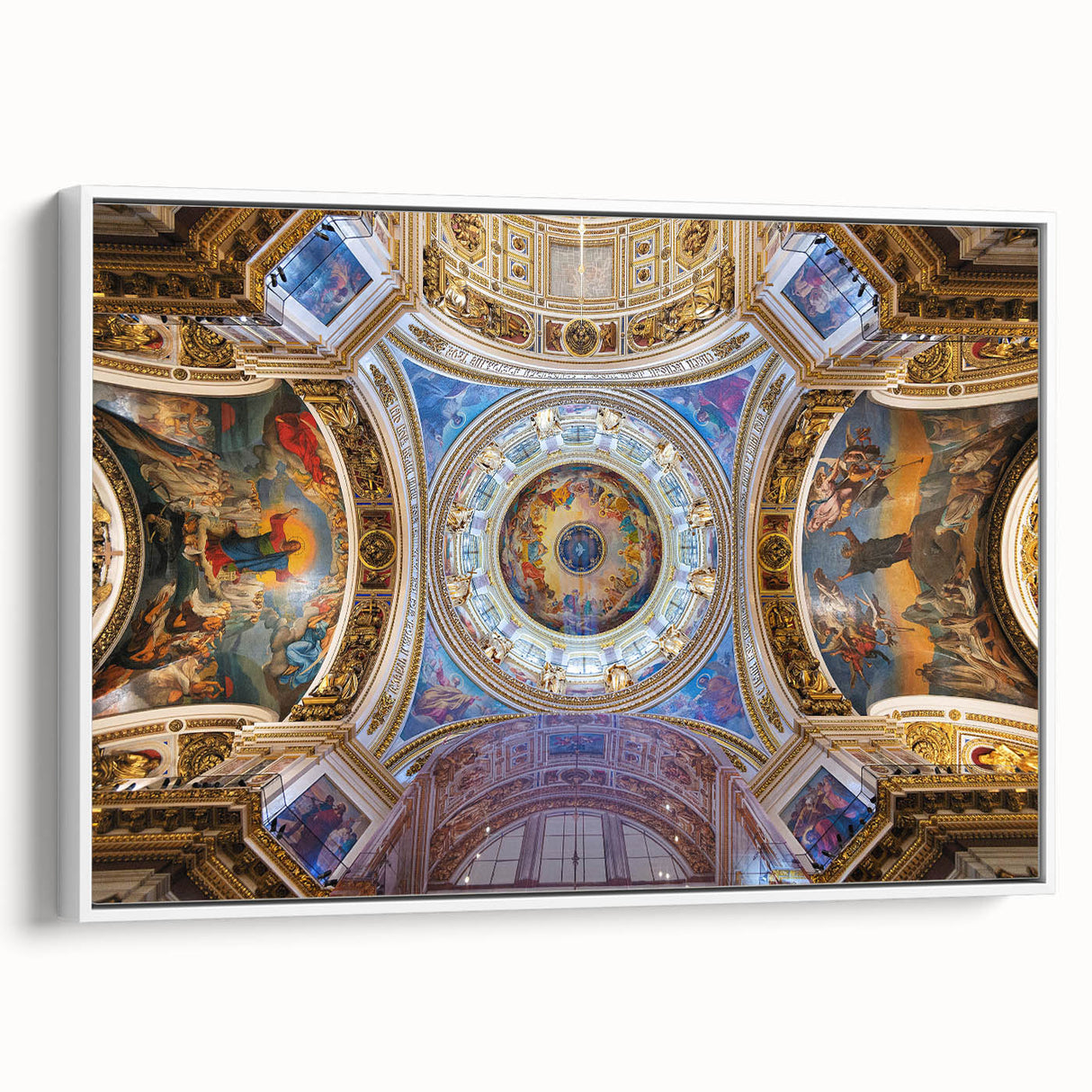 Vintage poster art of the Vatican in vibrant colors on a large framed canvas, ideal for living room decor.