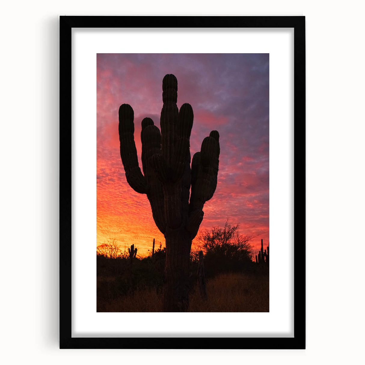 Extra large abstract art print of Baja California scenery in vibrant, colorful hues on a black framed canvas.