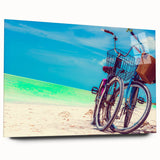 Acrylic print of a large abstract depiction of the Yucatan scenery in vibrant blues and greens.