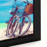Extra large framed canvas depicting a textured scene of Yucatan, Mexico in black with colorful art accents.