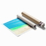 Extra large rolled print of Yucatán scenery with vibrant floral elements, ideal for classy bathroom wall art.