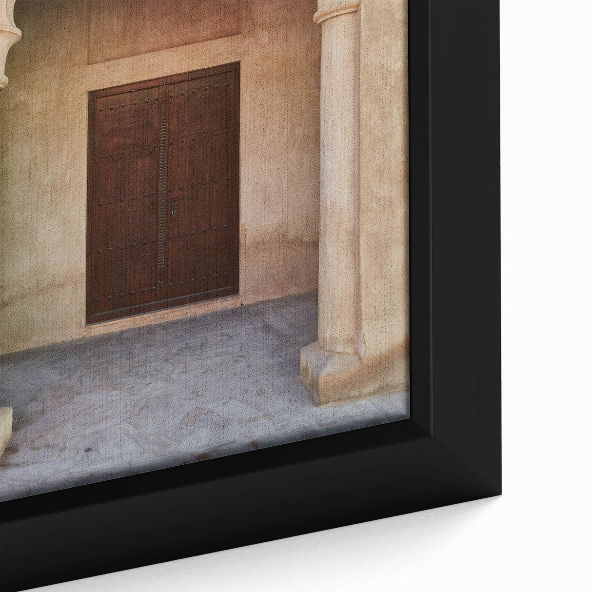 Extra large framed canvas depicting a textured Dubai skyline in black with colorful accents, ideal for living room decor.