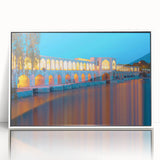 Acrylic print of a Middle Eastern scenery in Iran, with muted earth tones and white frame.