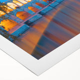 Art deco poster of a Middle Eastern landscape in muted earth tones on rolled canvas, suitable for dining room decor.