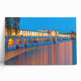 Black and white stretched canvas of a Middle Eastern landscape, ideal for kitchen wall art.