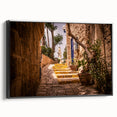 Black and white framed canvas of Jerusalem landscape, ideal for bedroom wall art in a vintage poster style.