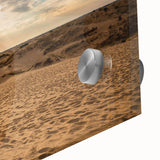 Large abstract wall art depicting a Middle Eastern Oman scenery in muted earth tones on acrylic glass.