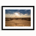 Colorful abstract art print of a Middle Eastern scenery in an extra large black frame, ideal for living room decor.