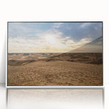 Art deco poster of a Middle Eastern scenery in Oman, framed acrylic with dominant white tones.