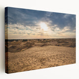 Middle Eastern landscape on stretched canvas, featuring earth tones, ideal for kitchen wall art.
