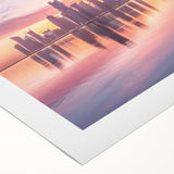 Art deco poster of Qatar scenery in muted earth tones on rolled canvas, suitable for dining room decor.