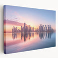 Side view of a stretched canvas featuring a serene Middle East Qatar landscape in earthy tones, ideal for kitchen wall art.