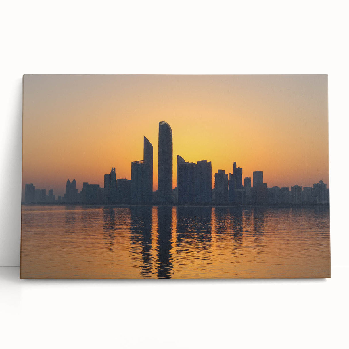 Black and white large art canvas of Abu Dhabi skyline, suitable as kitchen wall art or for bedroom ambiance.