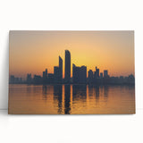 Black and white large art canvas of Abu Dhabi skyline, suitable as kitchen wall art or for bedroom ambiance.