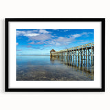 Extra large, textured abstract art print depicting vibrant oceanic scenery on a black framed canvas.