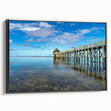 Black and white landscape art painting of Fiji on framed canvas, ideal for bedroom decor.