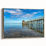 Framed canvas depicting a vintage-style landscape of Fiji with muted gold and black tones, ideal for bedroom wall art.