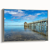 Framed canvas depicting a vintage-style landscape of the Fiji coastline, with vibrant blue and green tones.