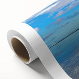 Art Deco poster of a tranquil Fiji beach scene in pastel shades on rolled canvas, ideal for nursery wall art.