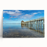 Black and white stretched canvas featuring an oceanic Fiji scenery, ideal for kitchen wall art.