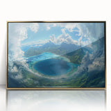 Large art print of Bora Bora scenery in muted blue and green tones, framed acrylic, ideal for modern art wall decor.